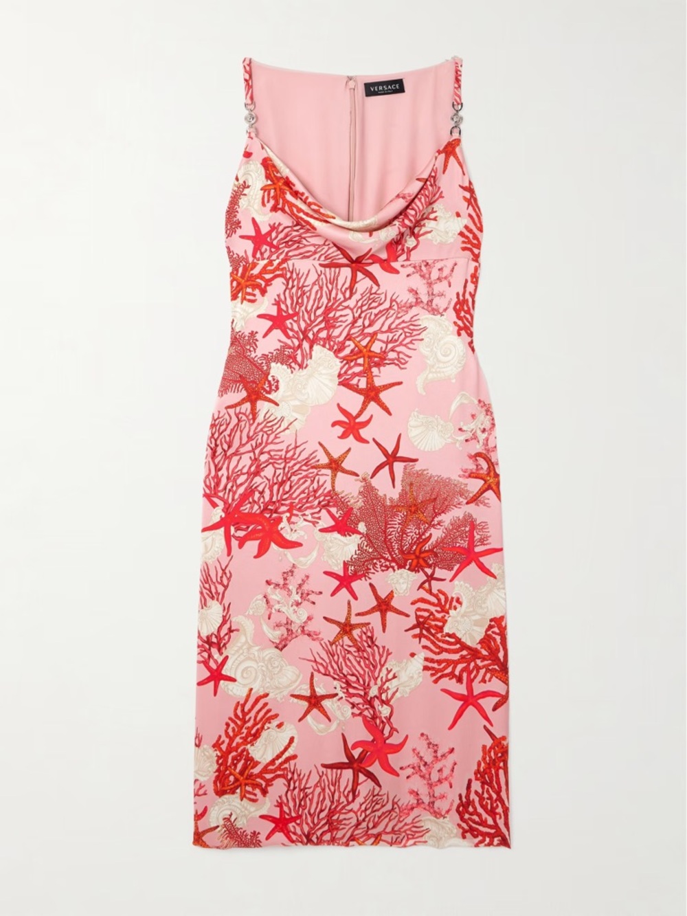 Versace Embellished printed silk-satin midi dress